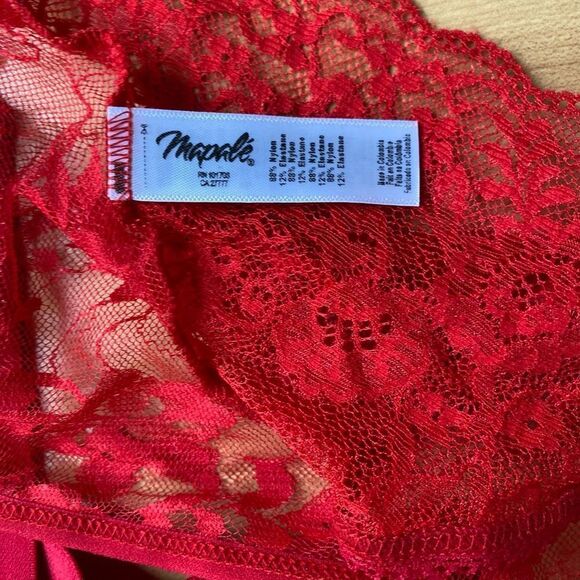 Mapale Red Lace Bodysuit Size Small Medium - Picture 3 of 5
